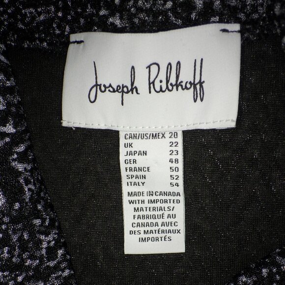 Joseph Ribkoff Jacquard Short Sleeve Pullover Sweater Cape Size 20  Black Silver - Picture 3 of 7